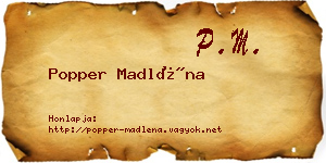 Popper Madléna névjegykártya